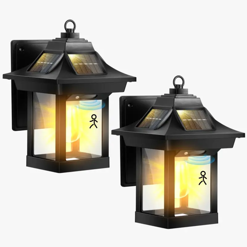 Solde Outdoor solar led wall lanterns with motion sensor (set of 2)