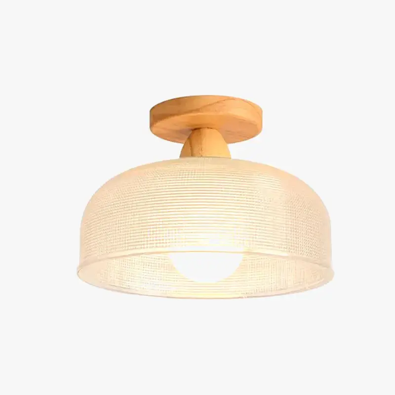 Offre Spéciale Nordic wooden ceiling light frosted glass lamp living room aisle be...