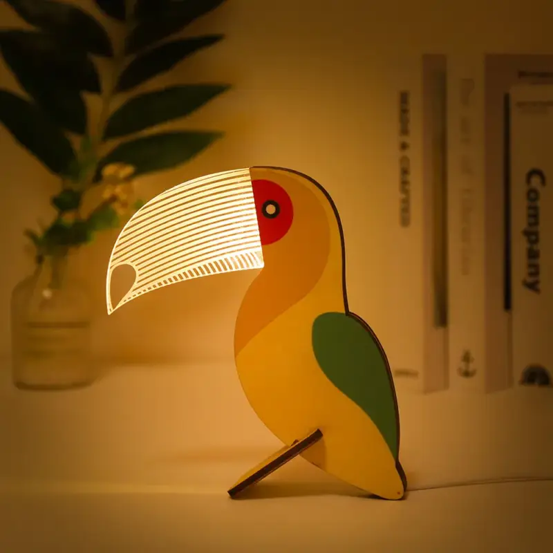Children's led bedside lamp wood acrylic usb night light Super Prix