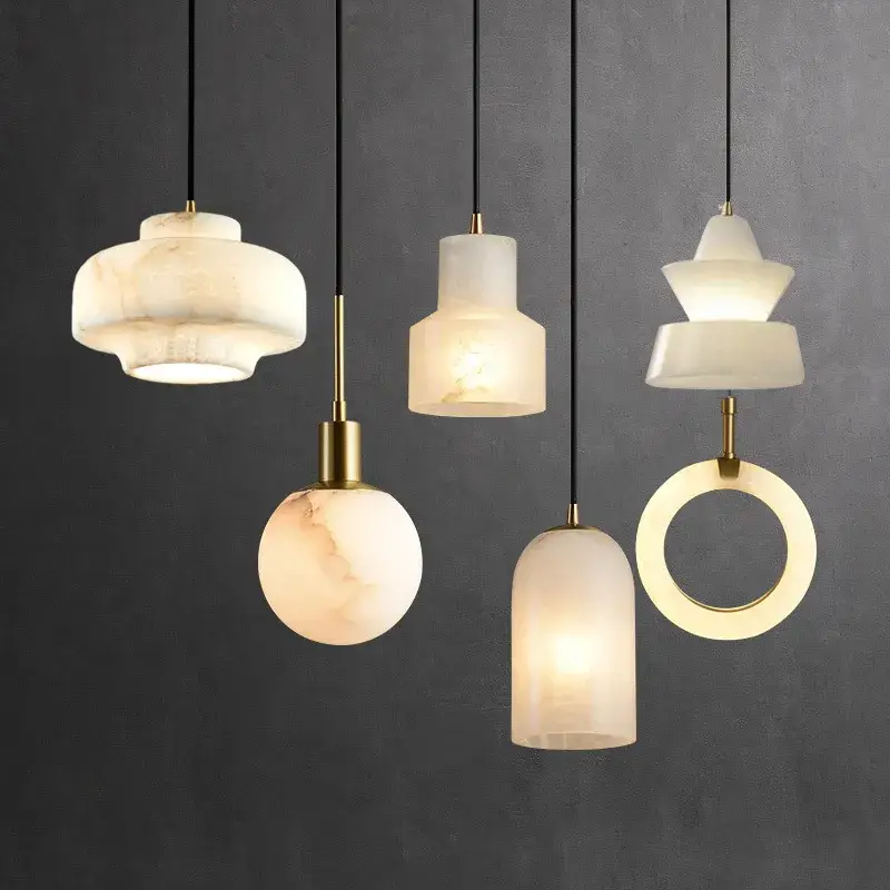 Small modern spanish natural marble pendant light led 2023 for dini... Authentique