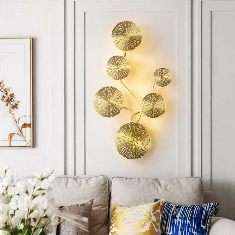 Produit De Marque Lotus leaf gold copper led wall sconce with g4 bulbs, vintage retro...