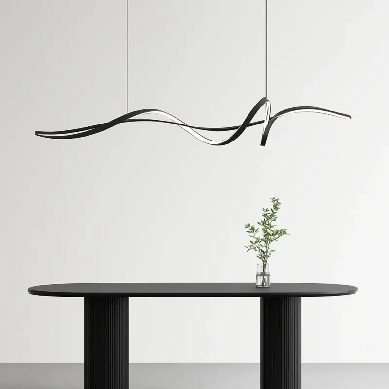 Ribbon shape led chandelier in aluminium for dining room and living... Authentique