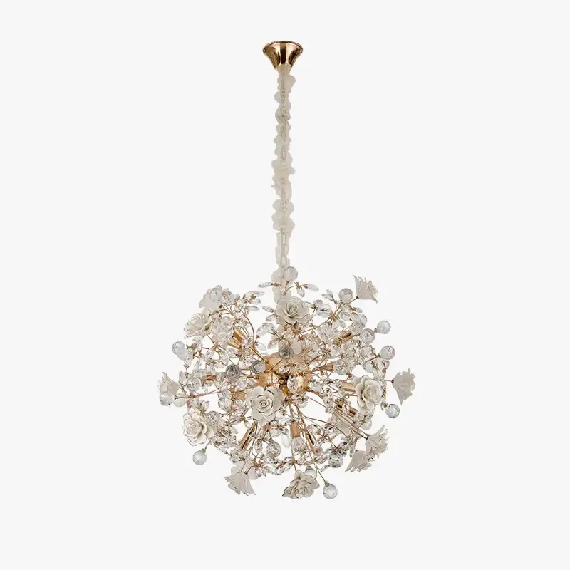 White ceramic flower chandelier Commander Maintenant