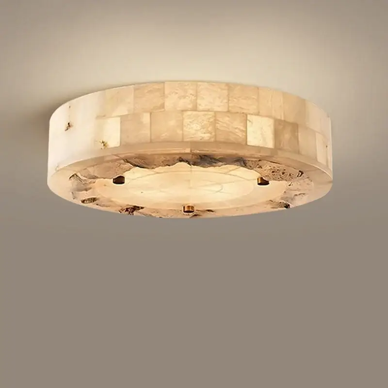 Luxurious round natural marble ceiling light 30cm 40cm for bedroom,... Promotion Saisonnière