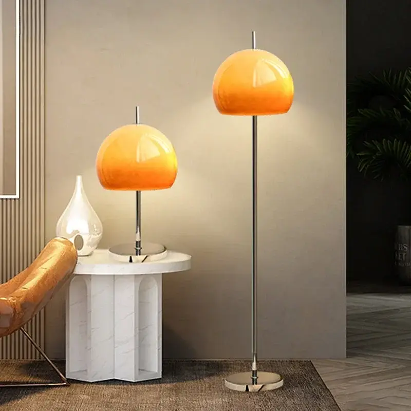 Nouvelle Collection Led retro glass table lamp in gradient orange bauhaus mushroom styl...