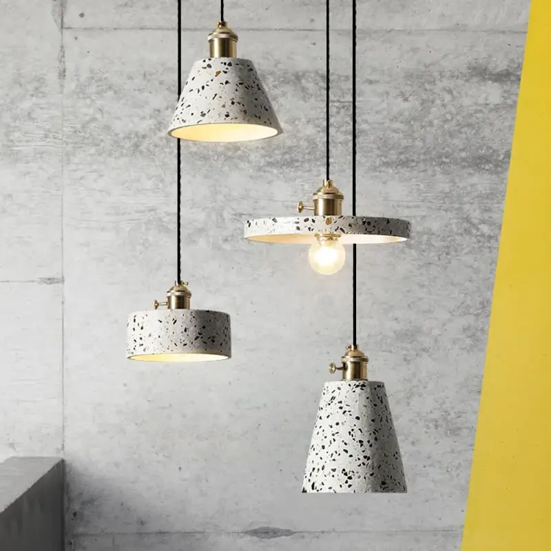 Nordic white cement pendant light e27 modern bar kitchen suspension Achat Immédiat