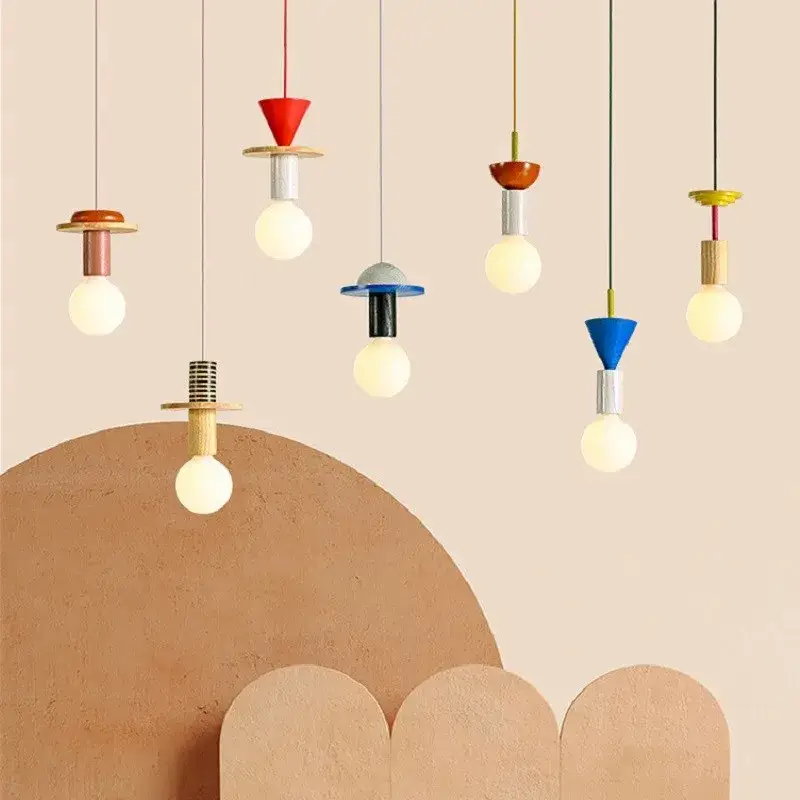 Colourful memphis led pendant light with geometric shapes Nouvelle Collection