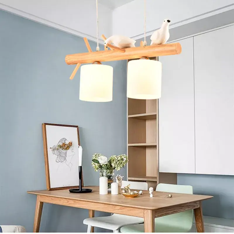 Nouveauté Nordic solid wood chandelier with birds