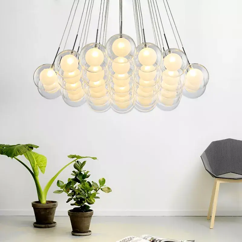 Modern led glass ball-in-ball ceiling chandelier for living room, d... Nouvelle Collection