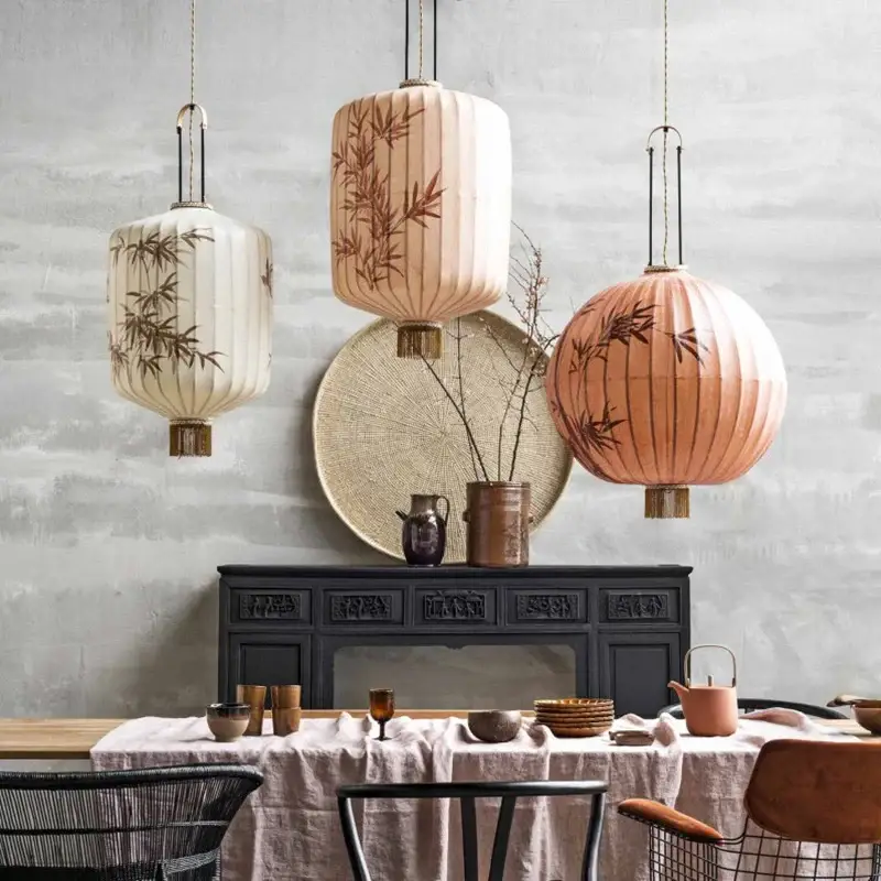Produit De Marque New chinese fabric lantern lamp for restaurant, living room, retro ...