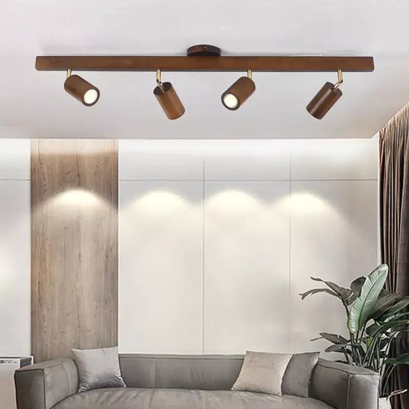Wood grain led ceiling chandelier with spotlights for living room, … Haute Qualité