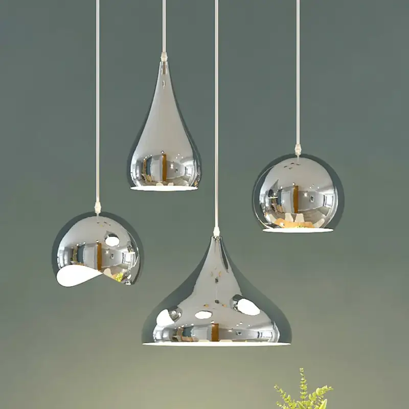 Offre Exclusive Nordic silver-plated globe mirror pendant lamp e27 iron luxury silv…