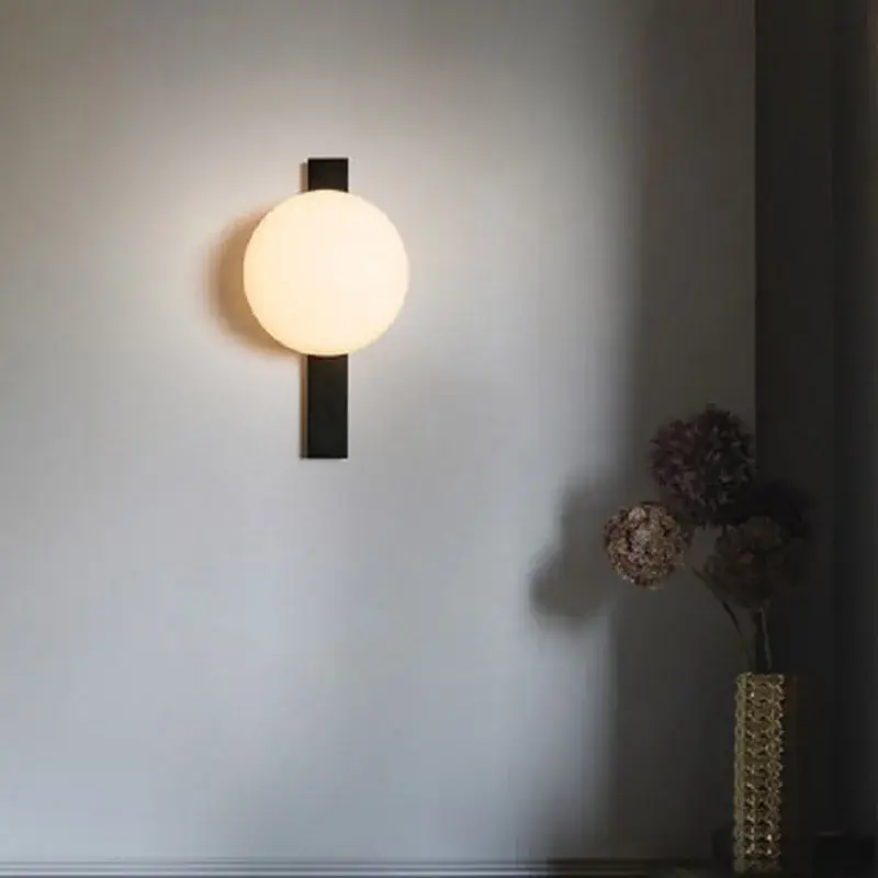 Pas Cher Modern black glass wall lamp long orb for living room, stairway, be...