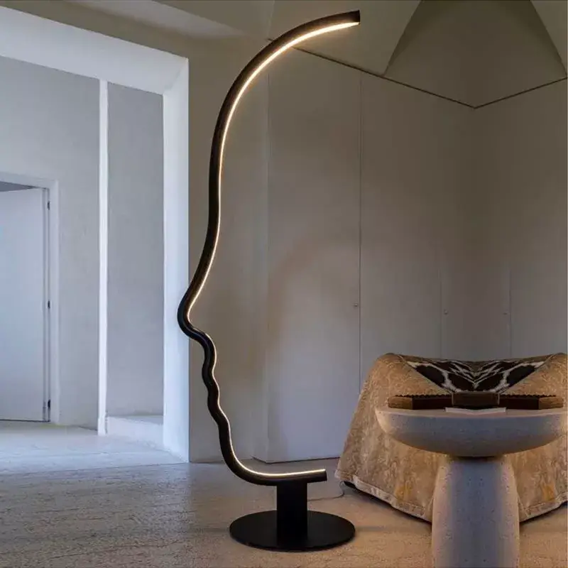 Nordic human face led floor lamp long scandinavian living room bedr... Dernier Modèle