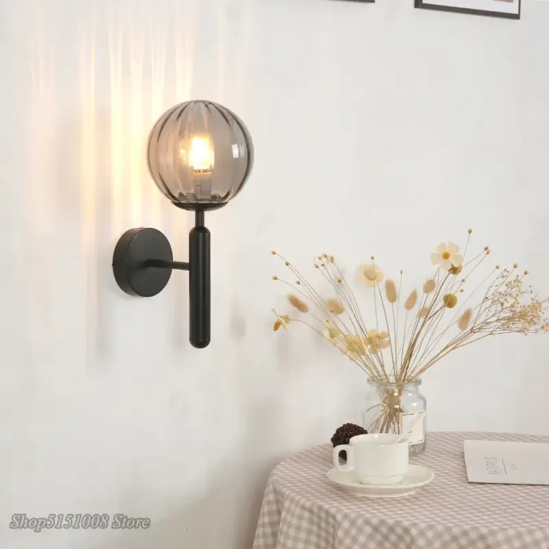 Meilleur Prix Nordic wall lamp modern bedroom glass ball led wall light for bathr...