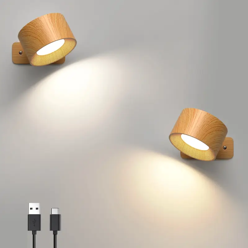Seulement Aujourd'hui Round directional wooden led wall light