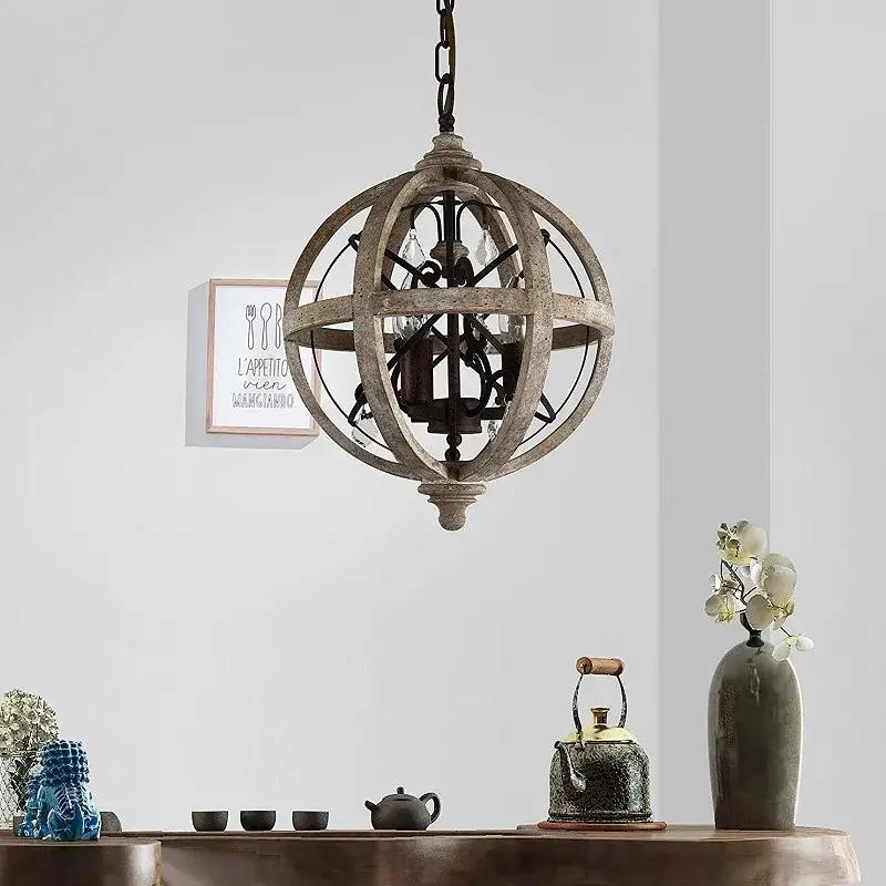 Top Vente Retro solid wood led pendant chandelier for living room, modern cry…