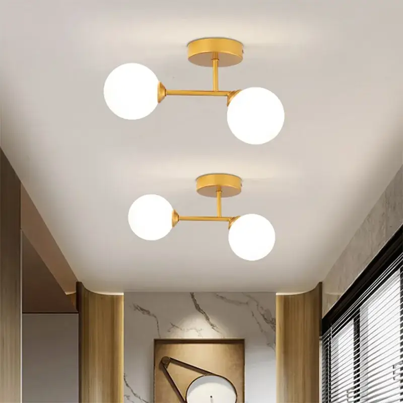 Modern minimalist glass ceiling light black gold 1/2 heads indoor l... Promotion