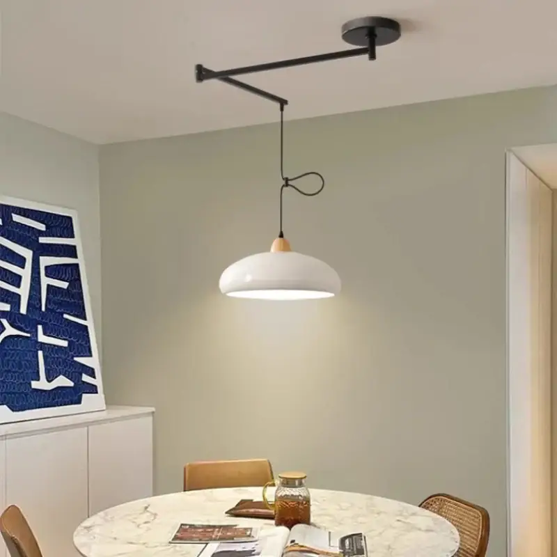 Modern adjustable led dining table chandelier with telescopic arm Offre Du Jour