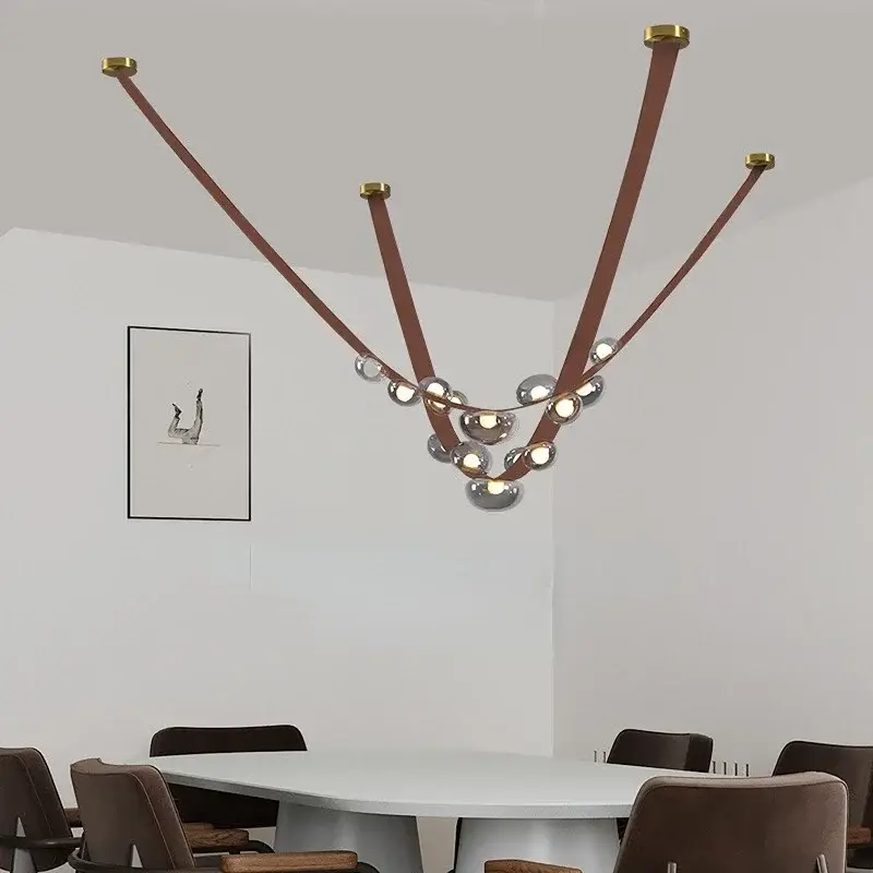 Dernière Chance Sandyha leather chandelier with modern led pendant design