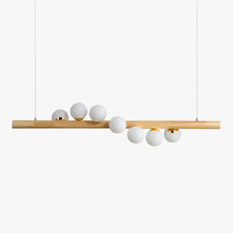 Bon Marché Led long wood pendant light modern glass ball chandelier art design...
