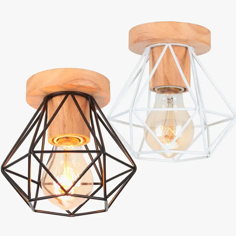 E27 iron and wood modern nordic ceiling light mini lamp for living ... Nouvelle Collection