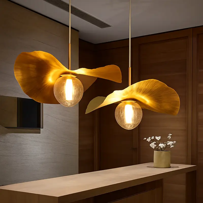 Modern brass lotus leaf led pendant light for restaurant, coffee ta... Marque