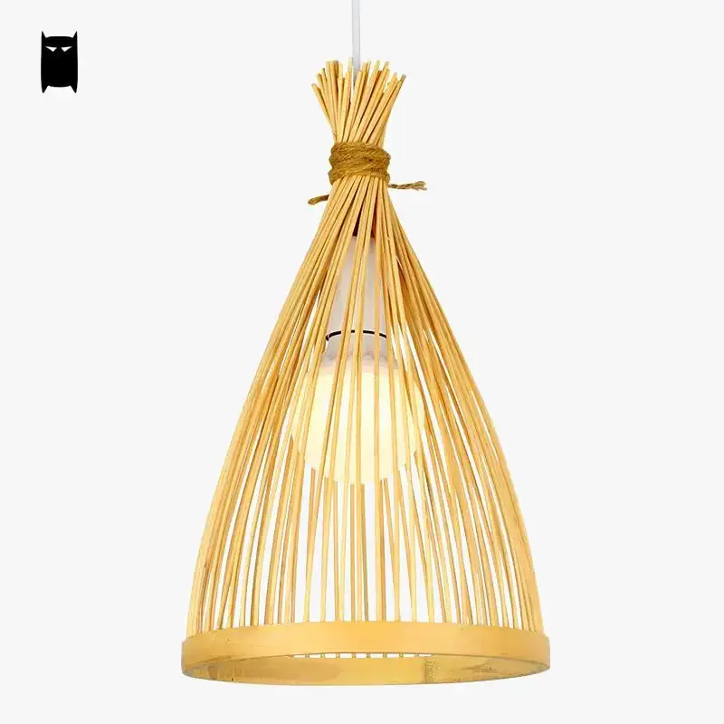 Bamboo wicker rattan cage pendant light japanese chinese style for ... Prix Bas