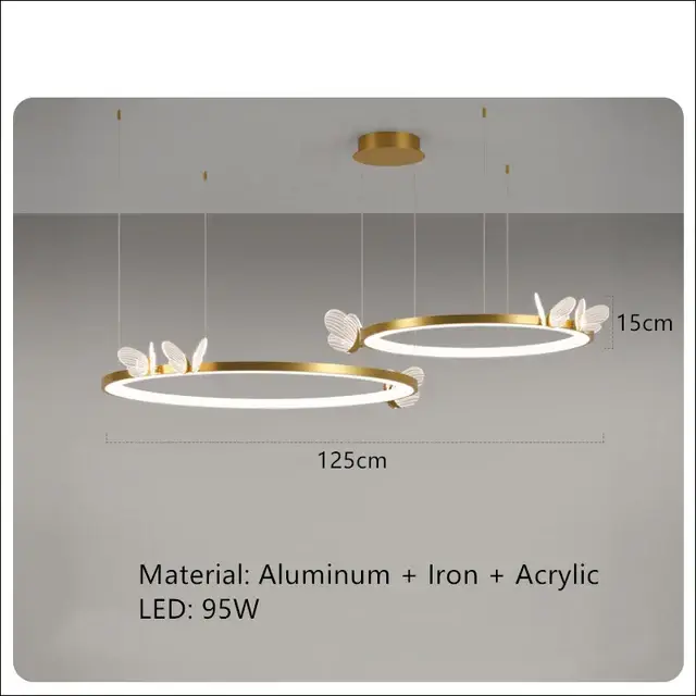 Achat Immédiat (80 days – 10 june) modern led chandelier with small glass butterfl…