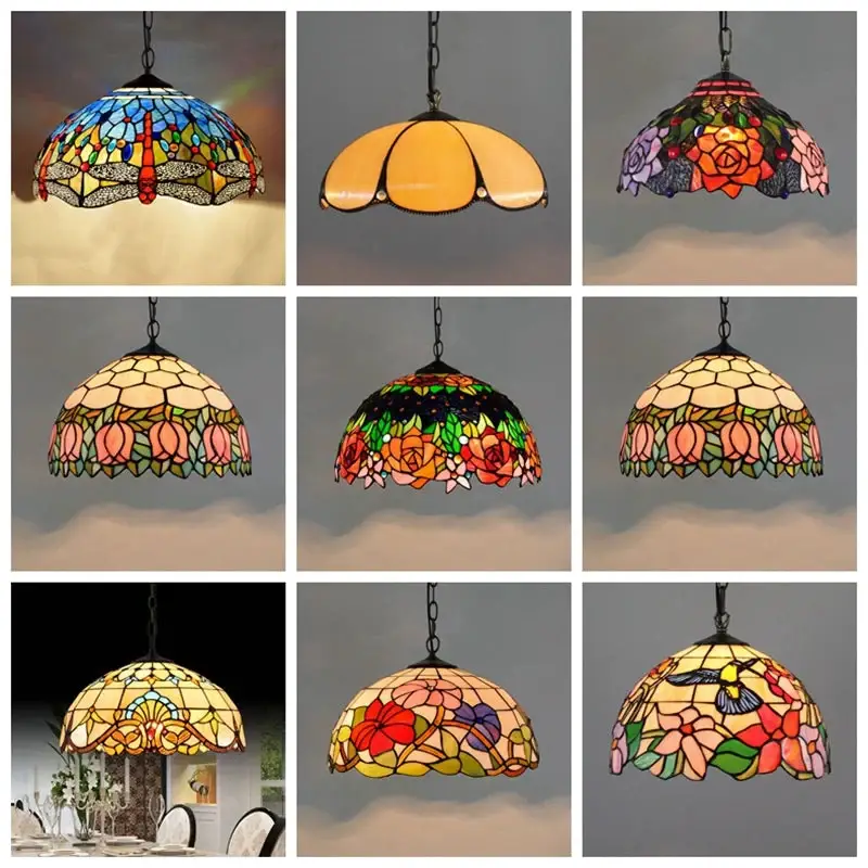 Livraison Express Bohemian retro european colourful tiffany glass chandelier for bar,...