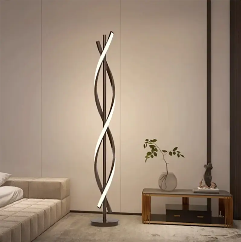 Certifié Modern aluminium spiral led floor lamp for living room, bedroom or ...