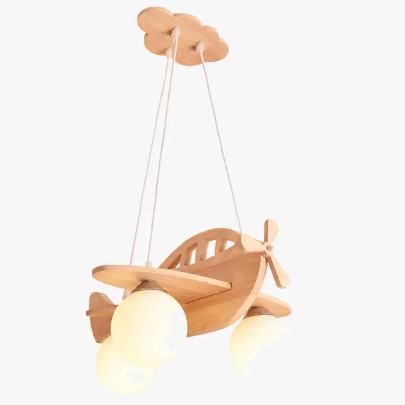 Nouveauté Children's wooden airplane chandelier led pendant light