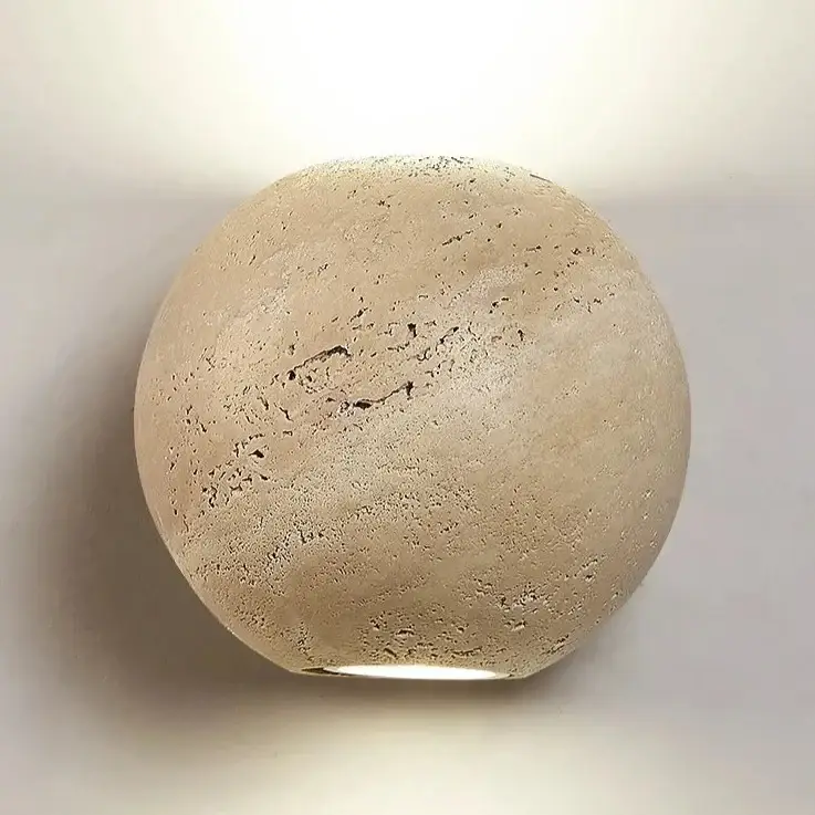 Produit De Marque Led wall light round stone bedroom bedside lamp up and down with gu...
