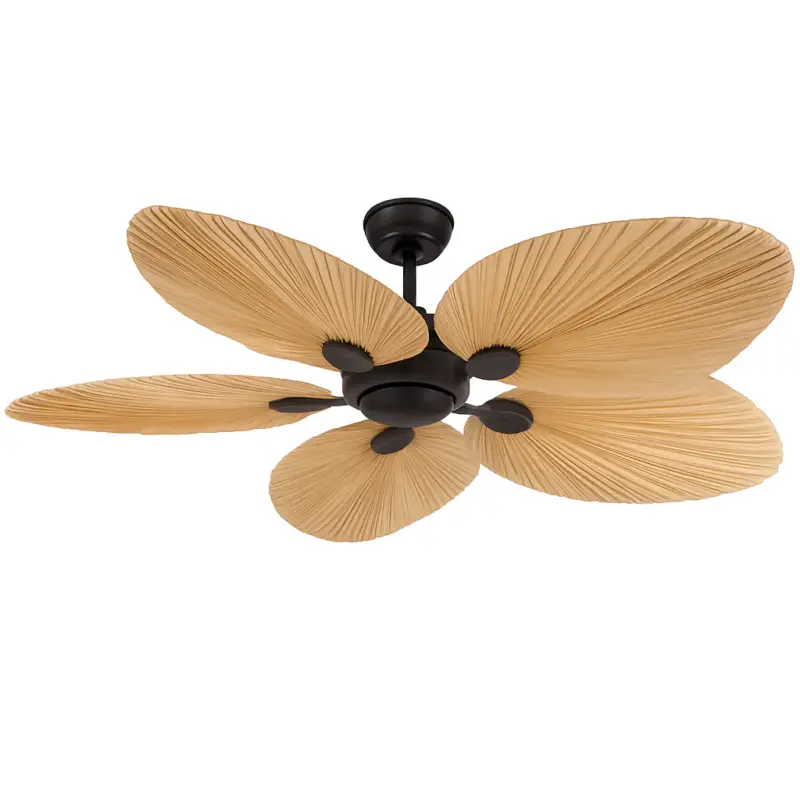 Nouvelle Collection Ceiling fan without light with palm leaves and remote control for l...