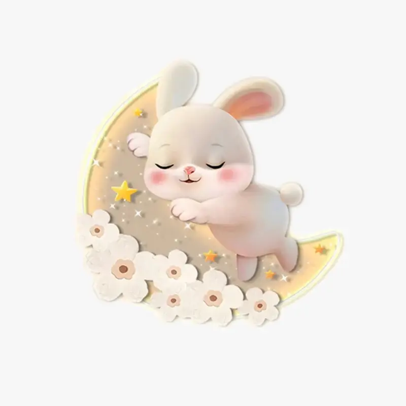 Cartoon strawberry rabbit decorative led wall lamp for girls' b... Nouveauté