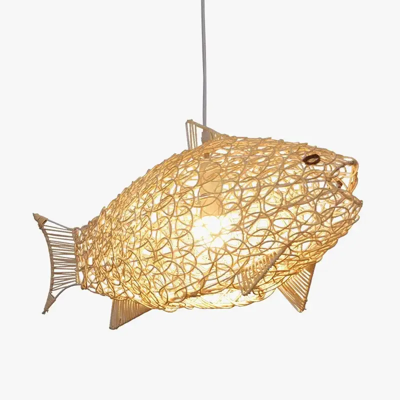 Livraison Express Nordic modern pendant light creative fish art bamboo led fixture fo...