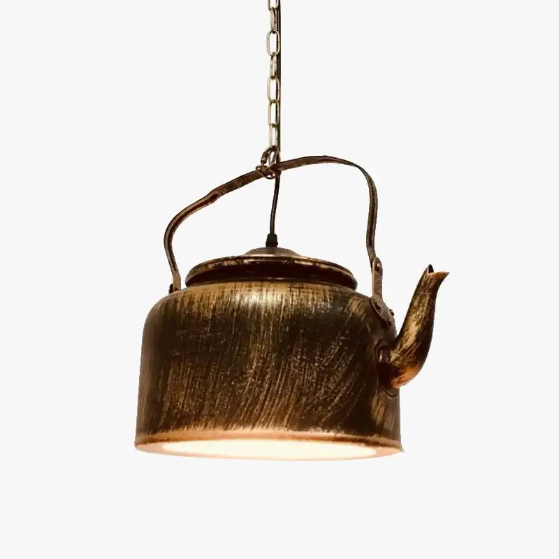 Iron kettle pendant light retro industrial bar restaurant wj11087 Réduction