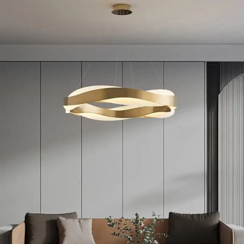 Livraison Express Luxury black and gold circle chandelier acrylic pendant light for l...