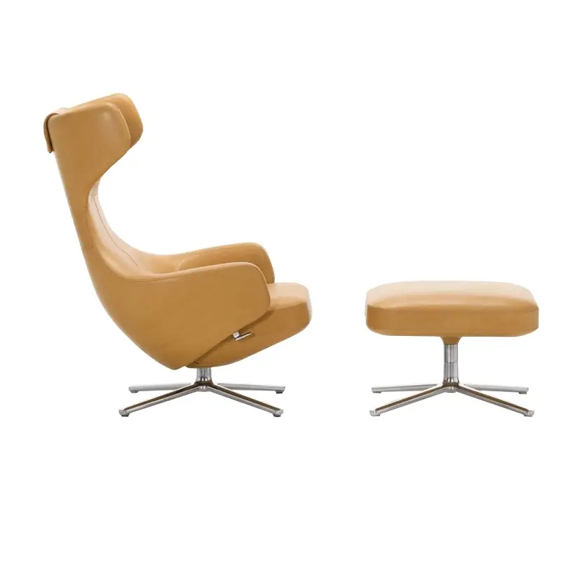 Fauteuil GRAND REPOS & OTTOMAN Cuir CaramelVITRA Certifié