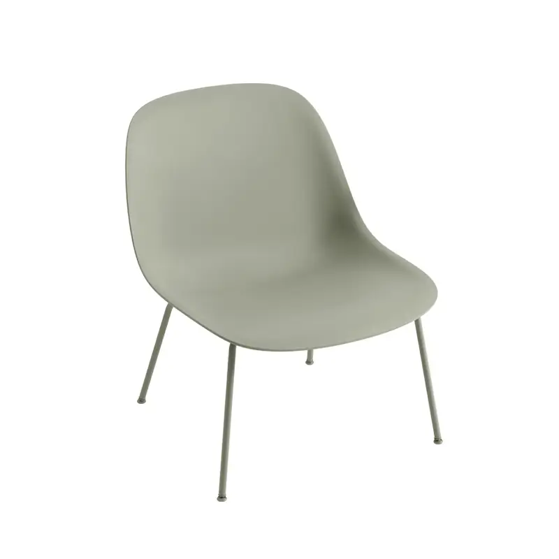 Fauteuil FIBER LOUNGE pieds acier Vert cendréMUUTO Produit De Marque