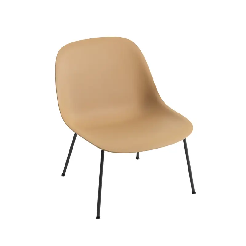 Solde Fauteuil FIBER LOUNGE pieds acier Ocre/ noirMUUTO