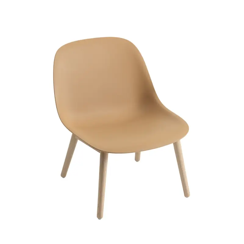 Easy chair FIBER LOUNGE Wooden legs Ochre/ oakMUUTO Produit De Marque