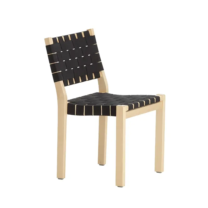Authentique Dining Chair 611 Natural birch / black/black linenARTEK