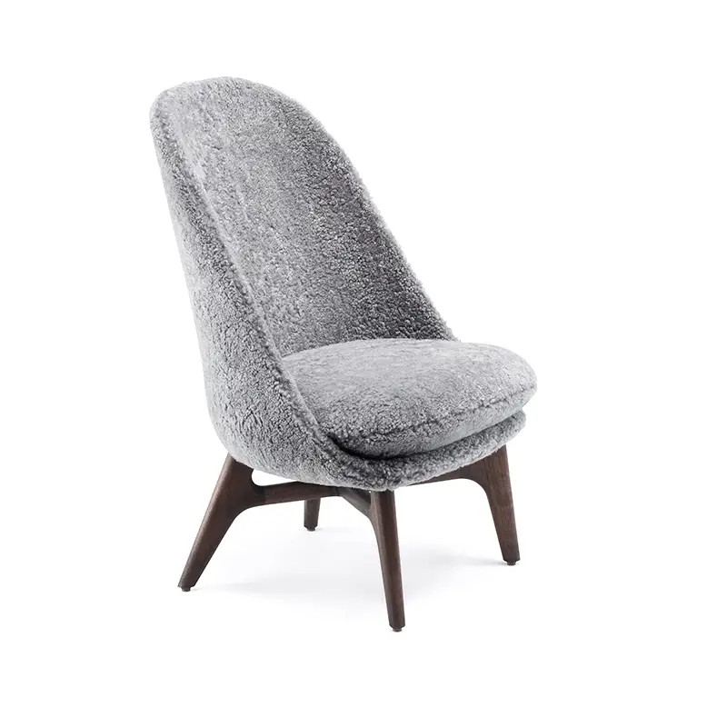 Seulement Aujourd'hui Fauteuil SOLO LOUNGE Peau de mouton bouclée griseDE LA ESPADA