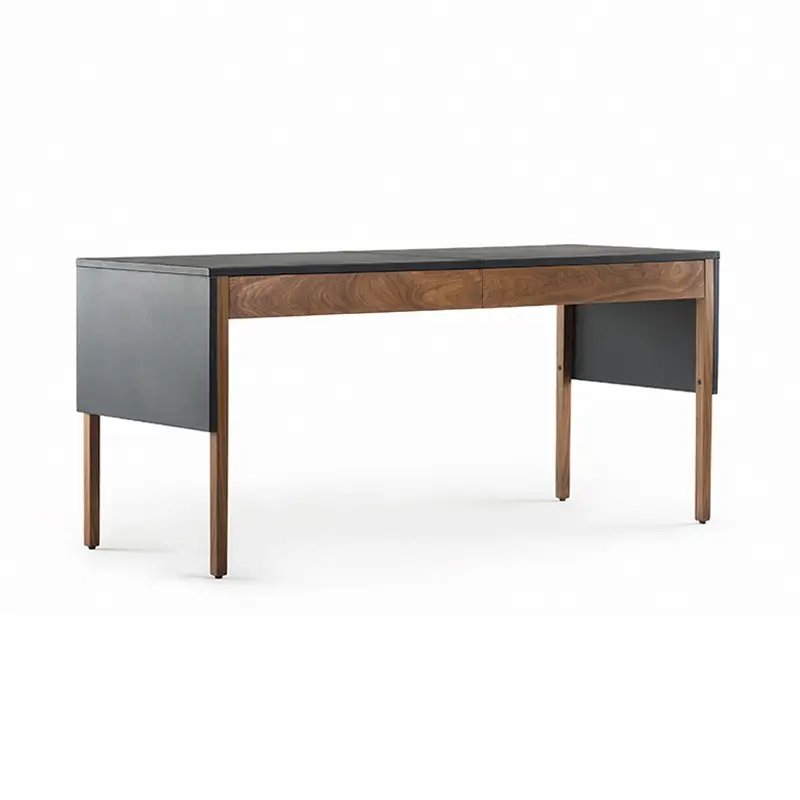 Solde Bureau DRAPE Cuir noir / Noyer Danois huiléDE LA ESPADA