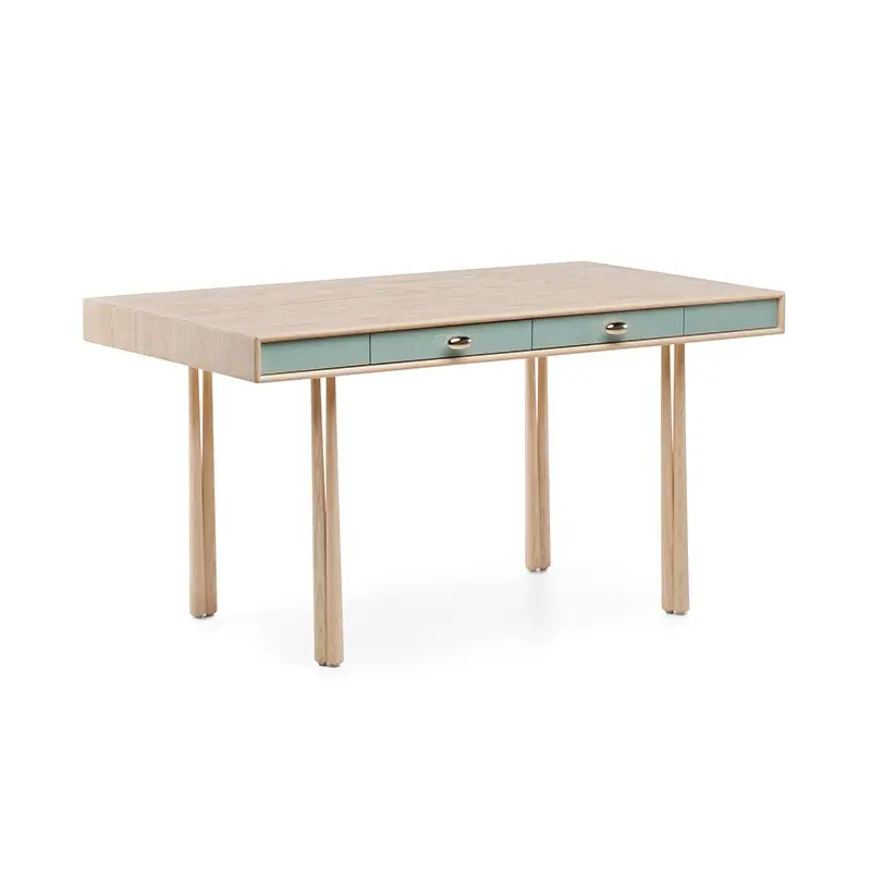 Offre Limitée Bureau ELLIOT Frêne huilé blanc / HDF peint lagon brillantDE LA ESPADA