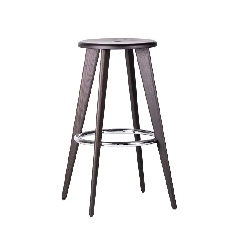 Bar Stool / Tall stool Dark oak Chrome footrestVITRA Commande En Gros
