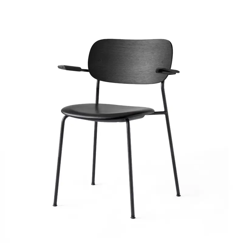 Dining Chair CO CHAIR with armrests leather seat Black oak/black leatherAUDO COPENHAGEN Livraison Express