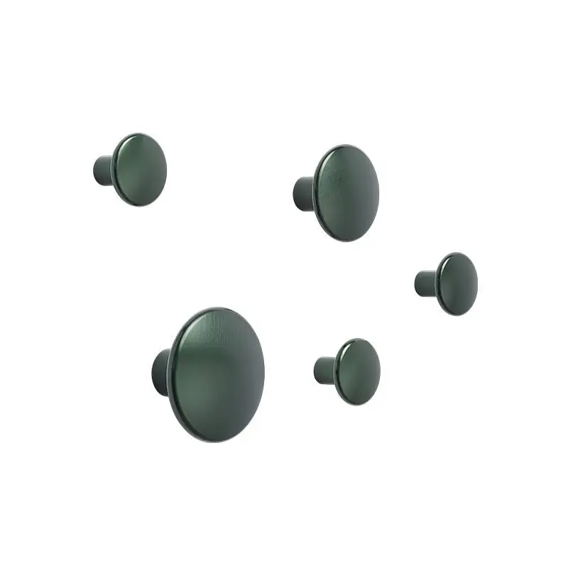 Petit Prix Wall Hook Set of 5 DOTS METAL coat hooks Dark greenMUUTO