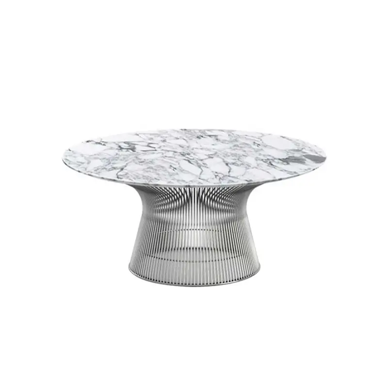 Coffee Table PLATNER Ø 91.5 Marble Arabescato marble, white with grey veiningKNOLL Marque